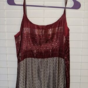 Indian Women's Silk Sleeveless Dress Red Gold Embroidered Size Medium